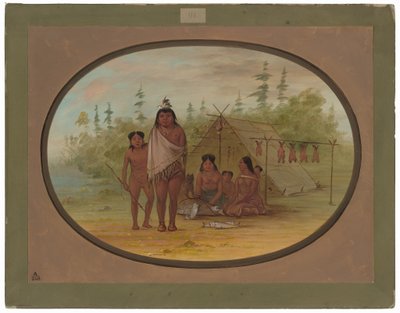 Ein Flathead-Häuptling mit seiner Familie von George Catlin