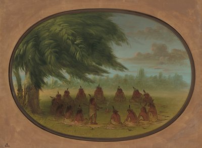 Ein Indianerrat - Sioux von George Catlin