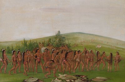 Bogenschießen der Mandan von George Catlin