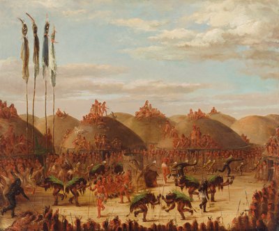 Stiertanz, Mandan O-kee-pa Zeremonie, 1832 von George Catlin