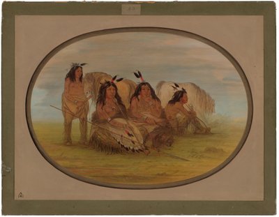 Camanchee-Häuptling mit drei Kriegern von George Catlin