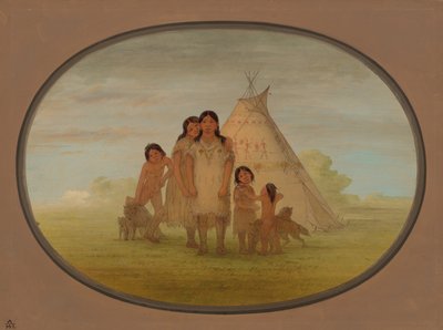 Kinder des Camanchee-Häuptlings und Wigwam, 1861-1869 von George Catlin