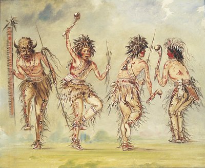 Vier Tänzer, 1843-1844 von George Catlin