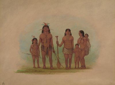 Orejona Häuptling und Familie, 1854-1869 von George Catlin