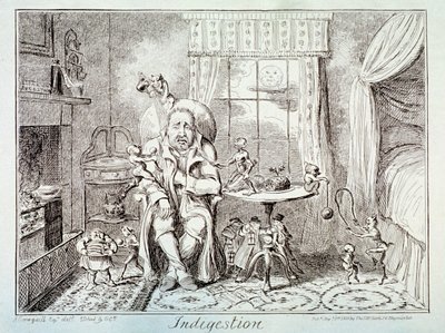 Verdauungsstörung, 1835 von George Cruikshank