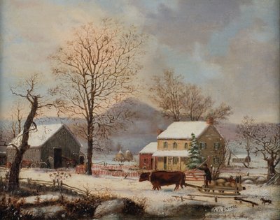 Winterszene, 1830-60 von George Henry Durrie