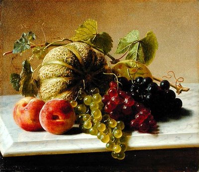 Stillleben mit Melonen und Trauben von George Hetzel