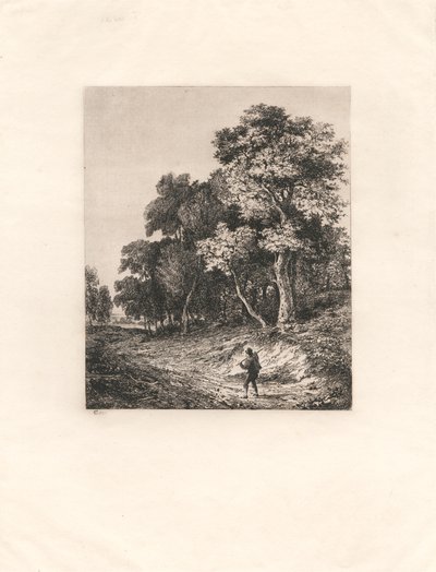 Landschaft, Mann trägt Stock über der Schulter von George Vincent