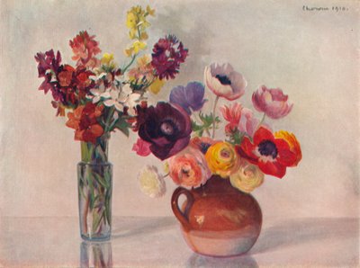 Anemonen und Goldlack, ca. 1909 von Gerard Chowne
