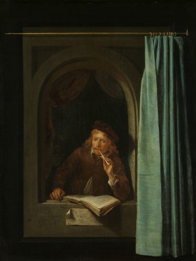 Mann, der eine Pfeife raucht von Gerrit Dou