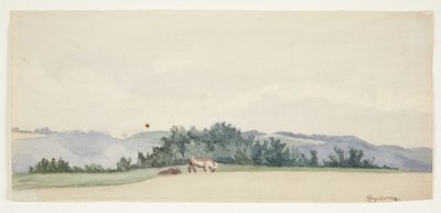 Hügelige Landschaft mit Kühen von Gerda Henning