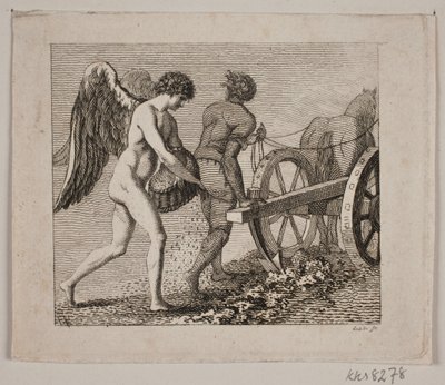 Geflügelter Genius, der einem Pflüger folgt von Gerhard Ludvig Lahde