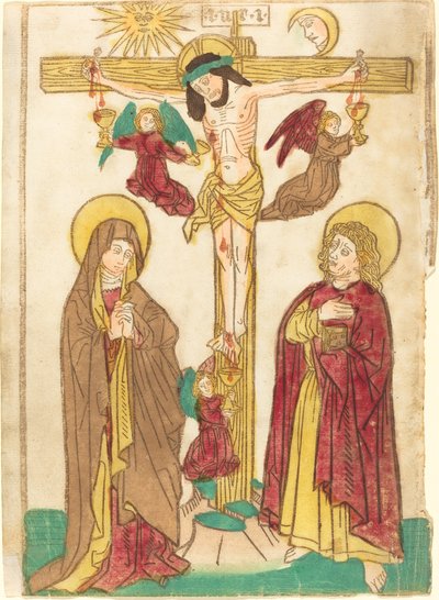 Christus am Kreuz mit Engeln von German 15th Century