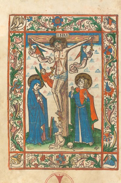 Christus am Kreuz mit Engeln von German 15th Century
