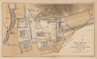 Archäologische Karte von Olympia (Gravur) von German School