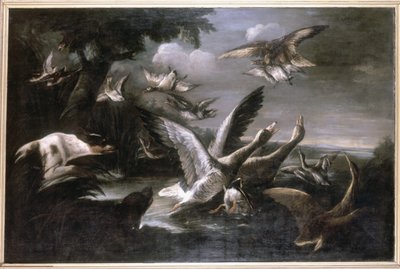 Adler, Wildgänse und Hunde von German School