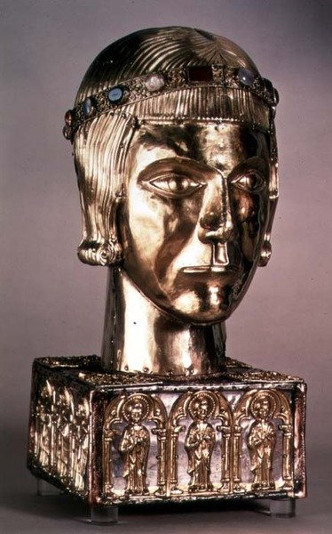 Goldener Kopf des Heiligen Eustachius, ca. 1210, Deutschland von German School