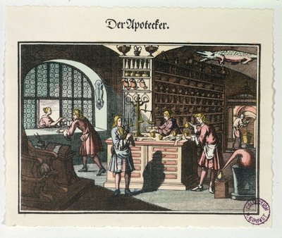 Innenraum eines Apothekers, ca. 1700 von German School