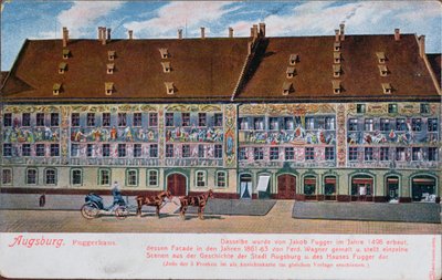 Postkarte mit dem Fuggerhaus, Augsburg von German School