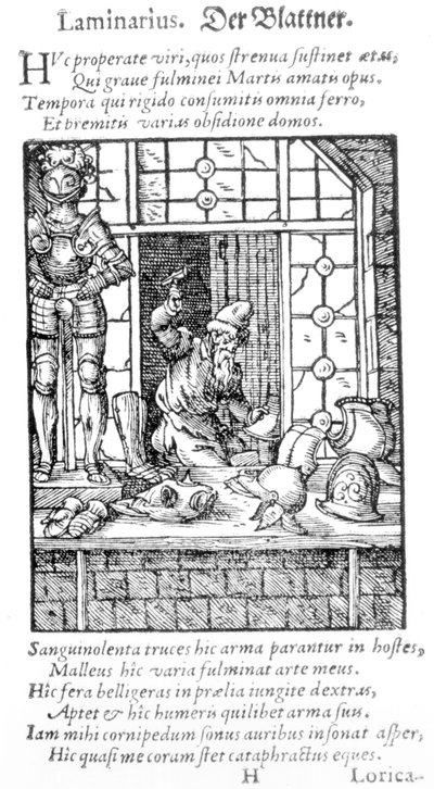 Der Rüstungsmacher, graviert von Hartman Schopper von German School