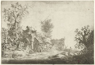 Landschaft mit verfallenen Bauernhöfen von Gerrit Adriaensz. de Heer