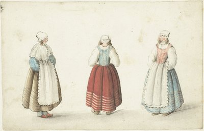 Drei stehende Frauen von Gesina ter Borch