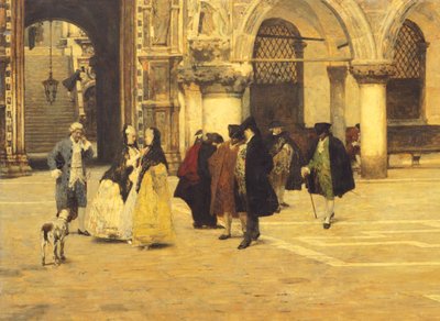 Spaziergang auf dem Platz in Venedig von Giacomo Favretto