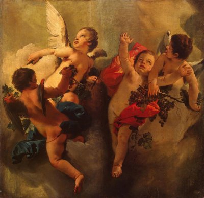 Amoretten mit Trauben. Serie Vier Jahreszeiten, 1740er Jahre von Giambattista Tiepolo