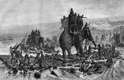 Hannibal überquert die Rhone, 218 v. Chr., 1882-1884 von Gilbert