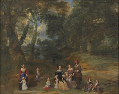 Familiengruppe in einer Landschaft von Gillis van Tilborgh