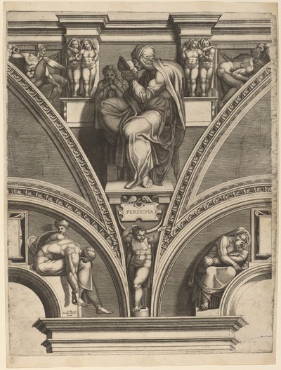 Die persische Sibylle von Giorgio Ghisi after Michelangelo