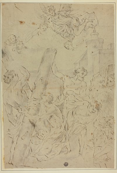 Der heilige Andreas betet das Kreuz an von Giovanni Battista Gaulli