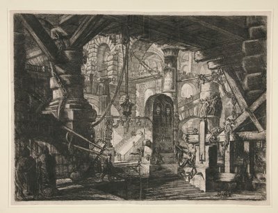 Carceri, XVI: Der Pier mit Ketten von Giovanni Battista Piranesi