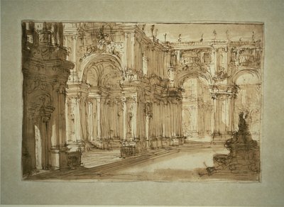 Palastinnenhof mit einem Brunnen von Giovanni Battista Piranesi