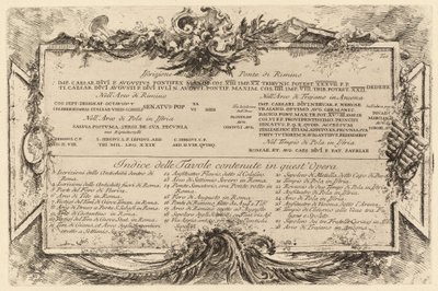 Texttafel von Giovanni Battista Piranesi