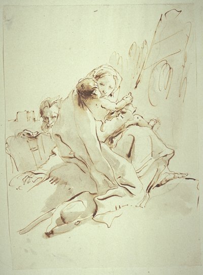 Ruhe auf der Flucht nach Ägypten von Giovanni Battista Tiepolo