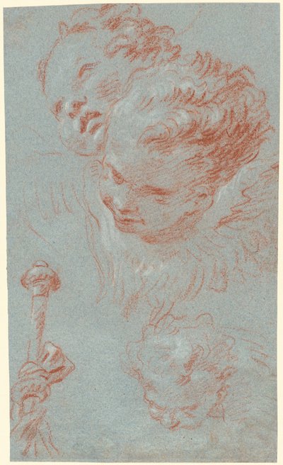 Drei Cherubim und ein mit Bändern verzierter Stab von Giovanni Battista Tiepolo
