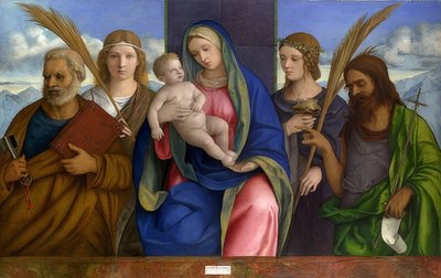 Madonna mit Kind und Heiligen von Giovanni Bellini