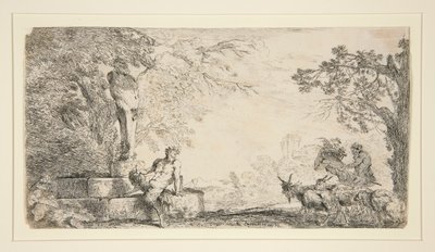 Ein Satyr ruht unter einem Herm von Giovanni Benedetto Castiglione