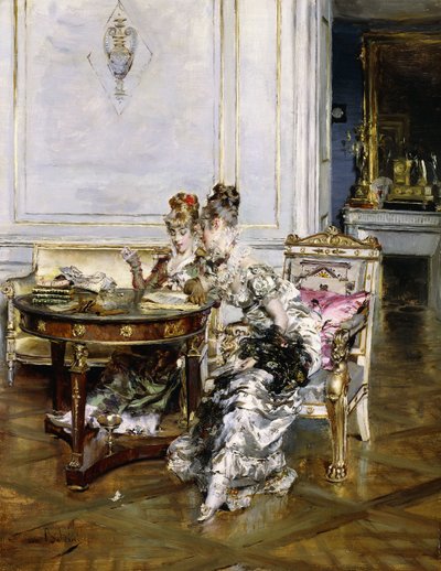 Elegante Damen in einem Innenraum, ca. 1875 von Giovanni Boldini