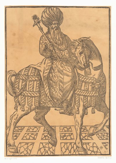Mann mit Turban auf einem Pferd von Giovanni Britto