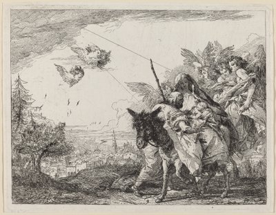 Joseph, stehend, betet das Kind an von Giovanni Domenico Tiepolo