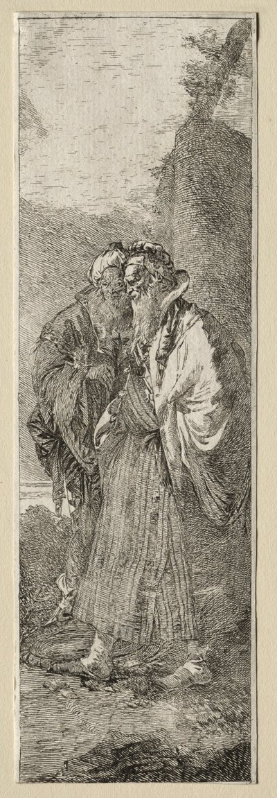 Zwei alte Männer in einer Landschaft von Giovanni Domenico Tiepolo