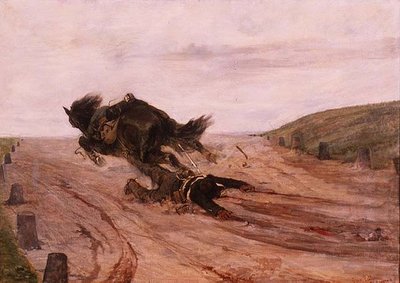 Mann vom Steigbügel erfasst von Giovanni Fattori