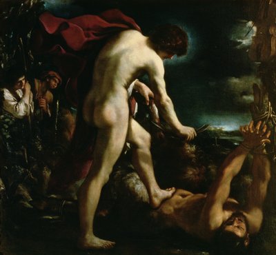 Apollo häutet Marsyas, um 1618 von Giovanni Francesco Barbieri