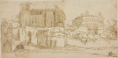 Ansicht der Kirche und Ruinen von Giovanni Francesco Grimaldi