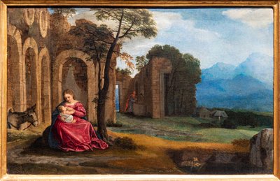 Ruhe auf der Flucht nach Ägypten von Giovanni Girolamo Savoldo
