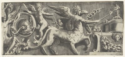 Fries mit Sphinx und Putto am Altar von Giulio Bonasone