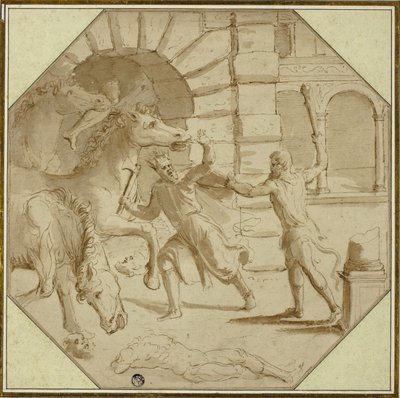 Herkules fällt König Diomedes von Giulio Romano