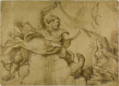 Studie für Jupiter, der Blitze schleudert von Giulio Romano